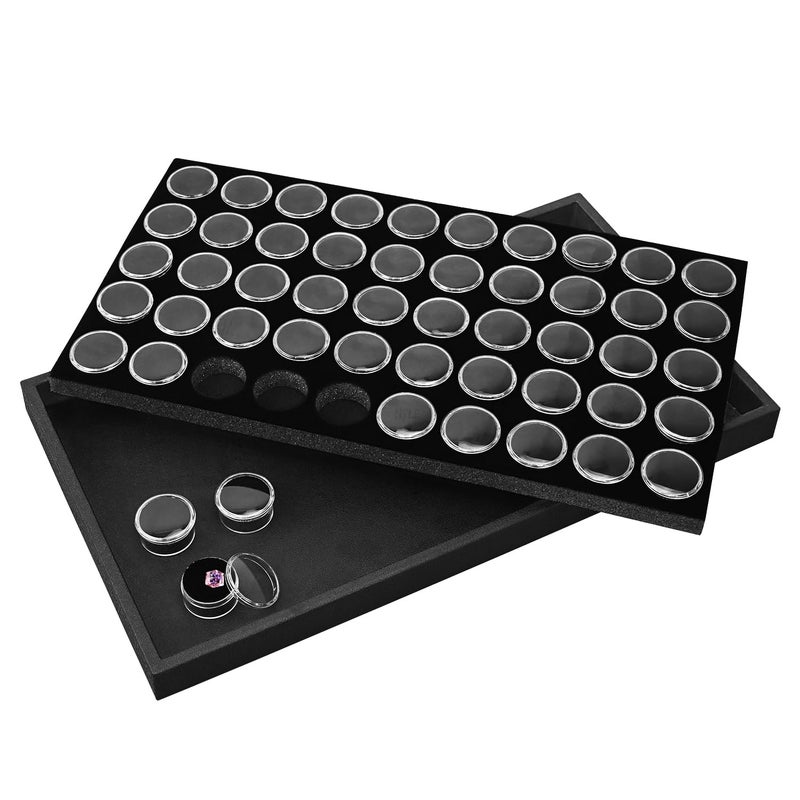 Ikee Design Black Foam Gem Jars Showcase Stackable Display Tray for Collectibles, Home Organization Storage Box with 50 Gemstones and Bead Storage Jars - Image 5